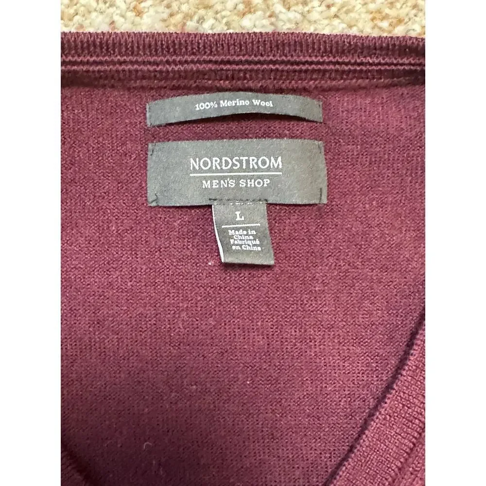 NORDSTROM 100% Merino Wool lightweight Sweater Vest; Maroon; LG; Classic;